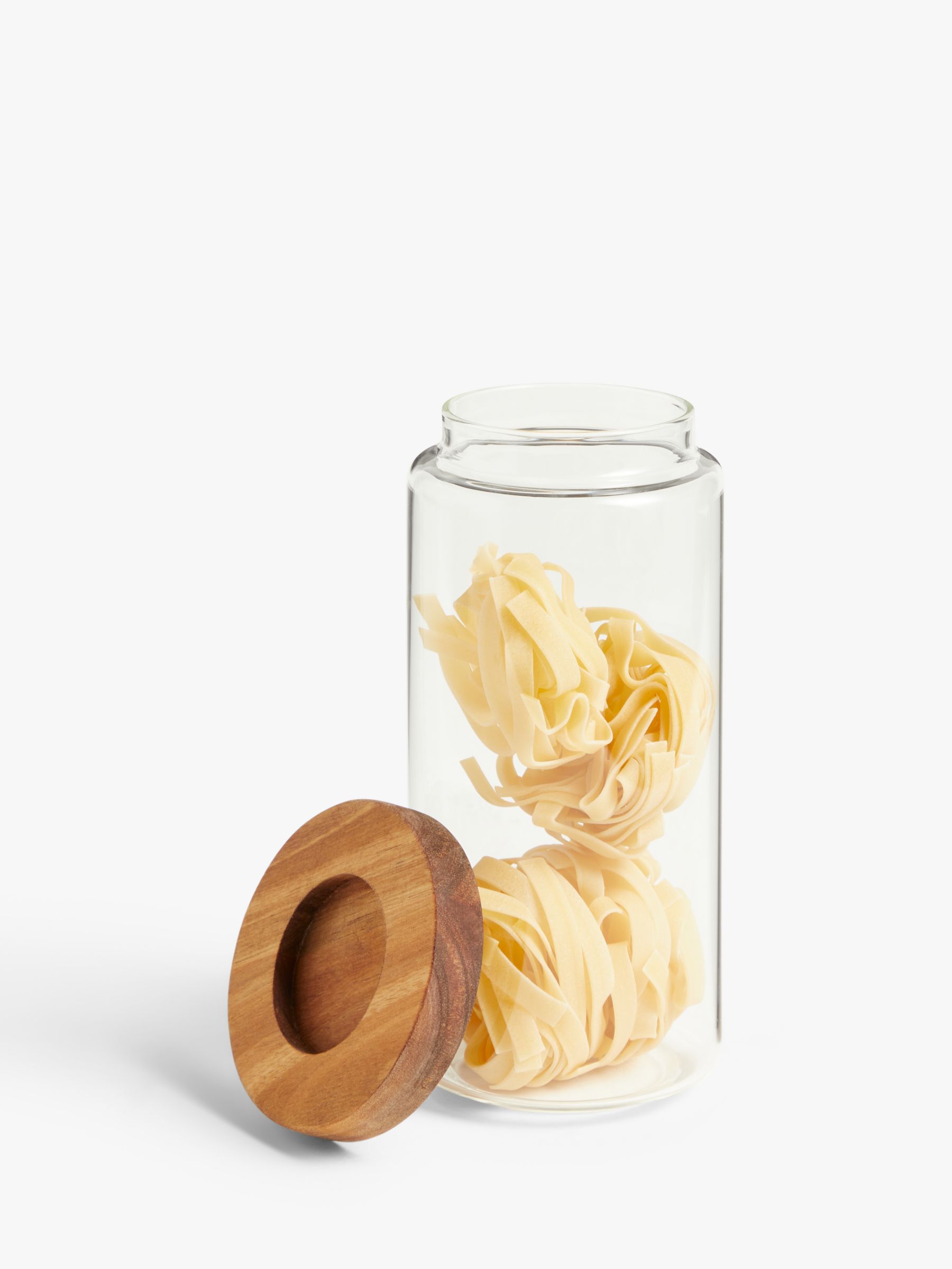 John Lewis Airtight Glass Storage Jar with Acacia Wood Lid, 500ml