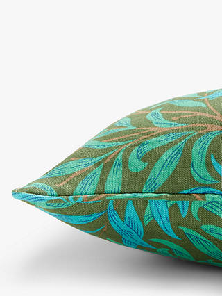 Morris & Co. Willow Bough Cushion, Olive / Turquoise