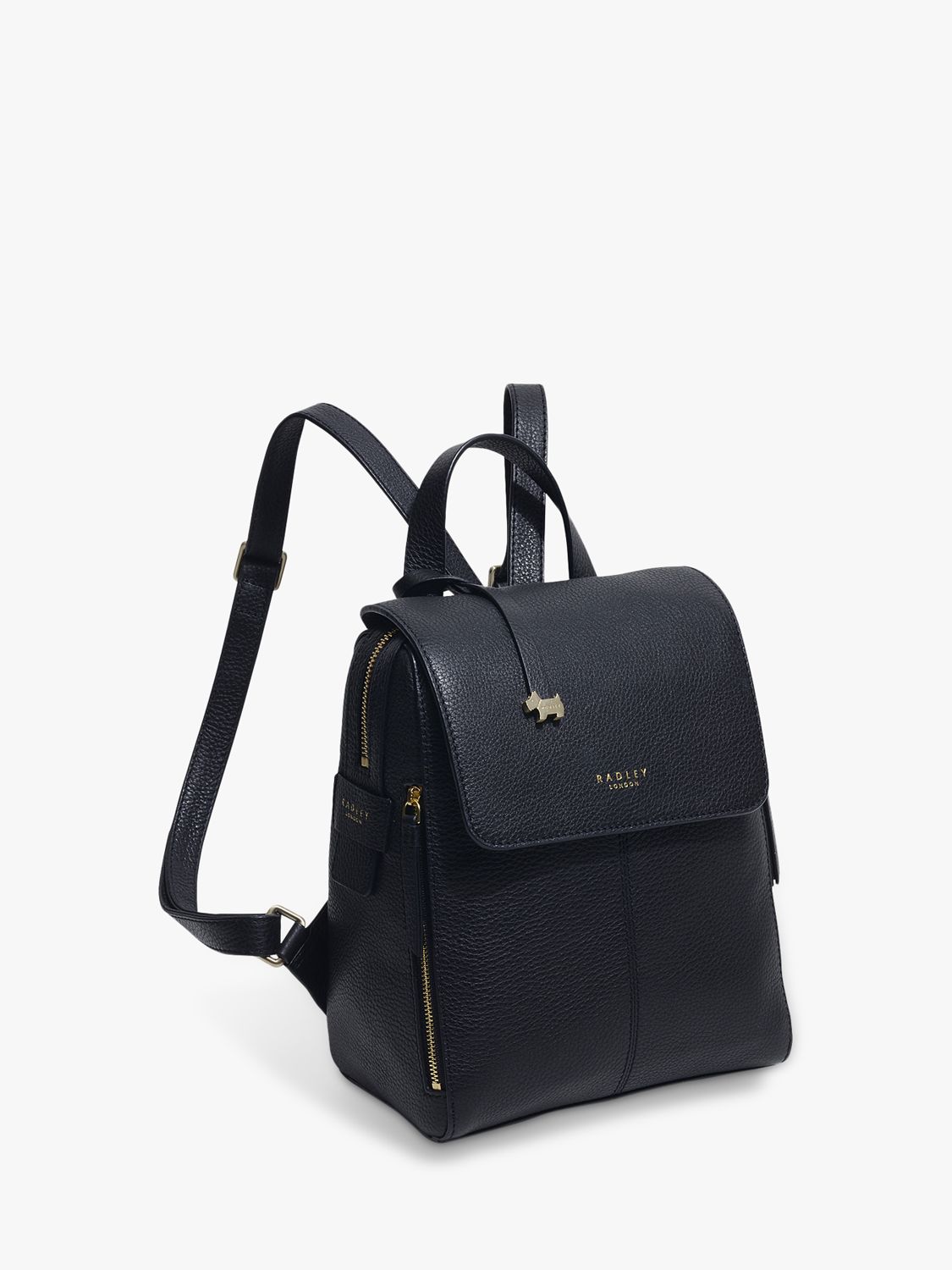 Radley Lorne Close Medium Leather Backpack, Black at John Lewis & Partners