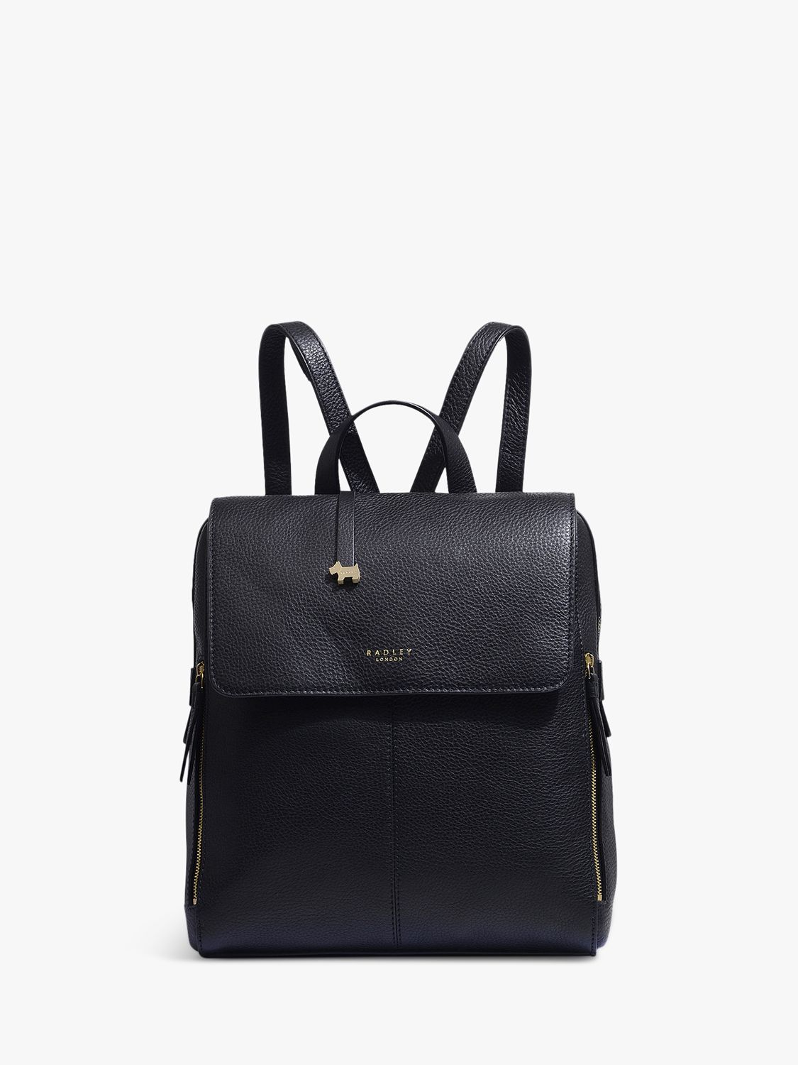Radley Lorne Close Large Leather Backpack, Black at John Lewis & Partners