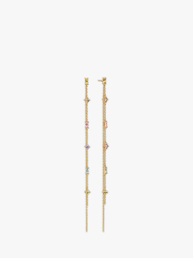 Sif Jakobs Jewellery Princess Swarovski Crystal Double Chain Drop Earrings, Gold/Multi