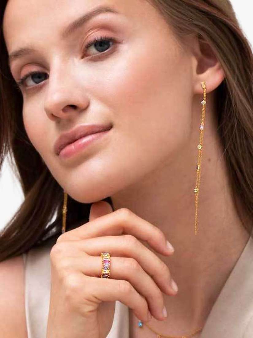 Buy Sif Jakobs Jewellery Princess Swarovski Crystal Double Chain Drop Earrings, Gold/Multi Online at johnlewis.com