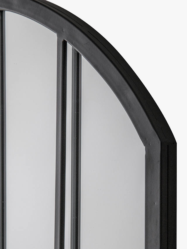 Modern Arch Window Metal Frame Indoor/Outdoor Wall Mirror, 139 x 64cm, Black