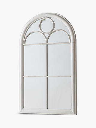 Classic Arch Window Metal Frame Indoor/Outdoor Wall Mirror, 100 x 61cm, Distressed White