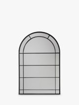 Modern Arch Window Metal Frame Indoor/Indoor/Outdoor Wall Mirror, 135 x 90cm, Black