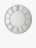 Roman Numeral Clock Style Metal Frame Indoor/Outdoor Wall Mirror, 85cm, White