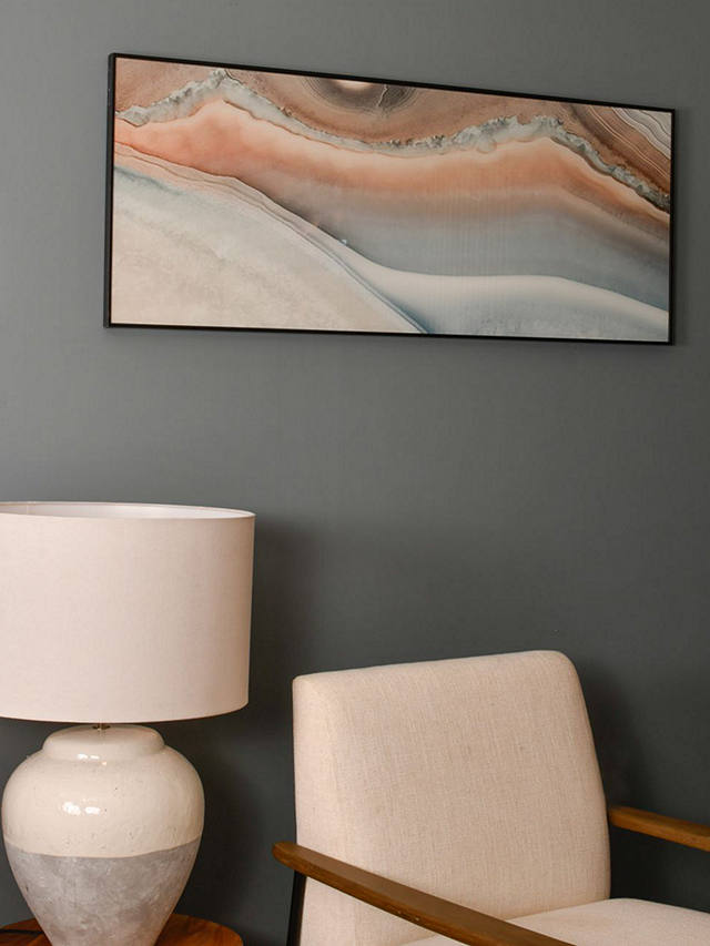 Libra Abstract Agate Framed Glass Print, 50 x 125cm, Pink