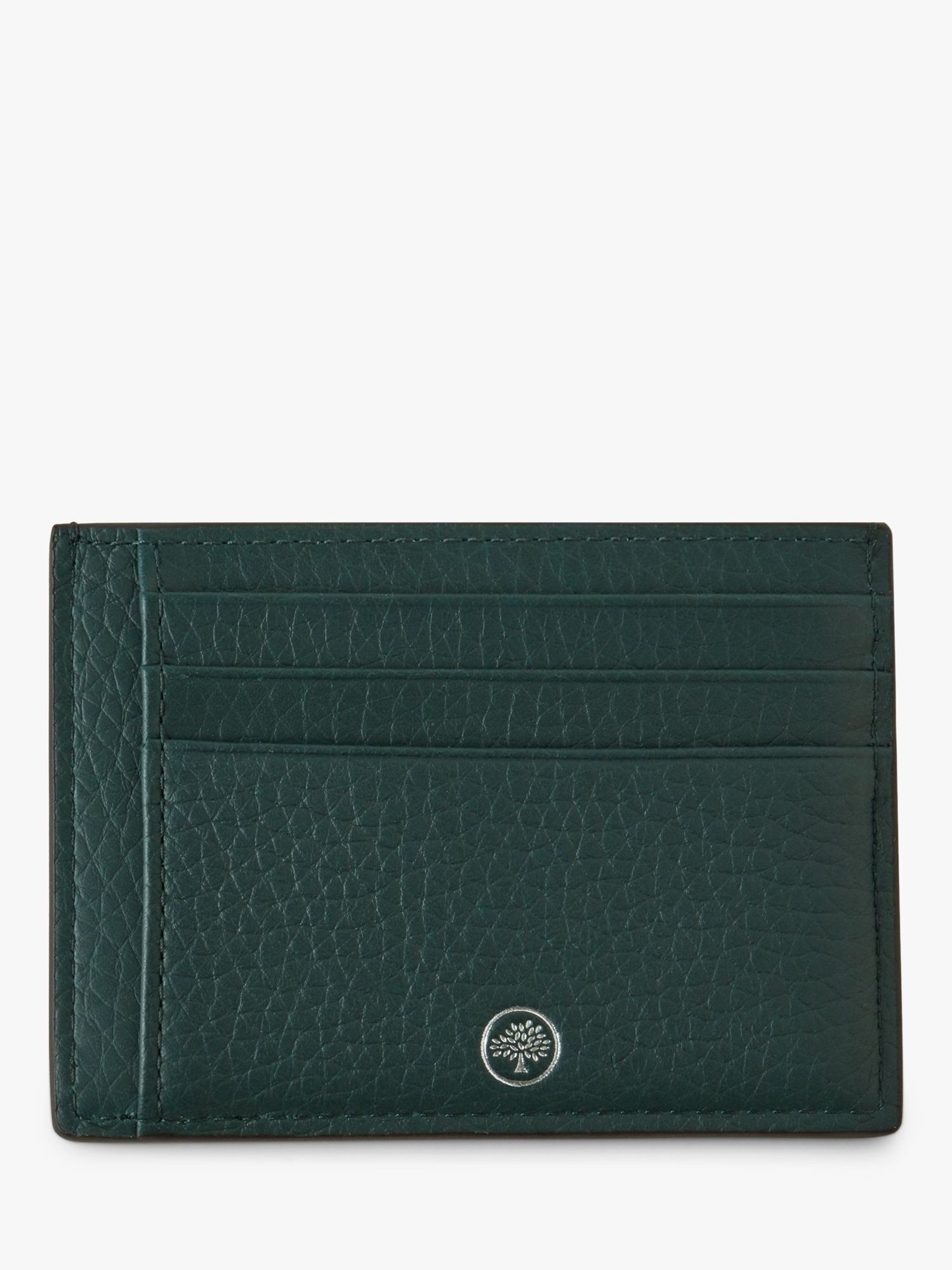 Mulberry Heavy Grain Leather Card Holder, Mulberry Green at John Lewis & Partners