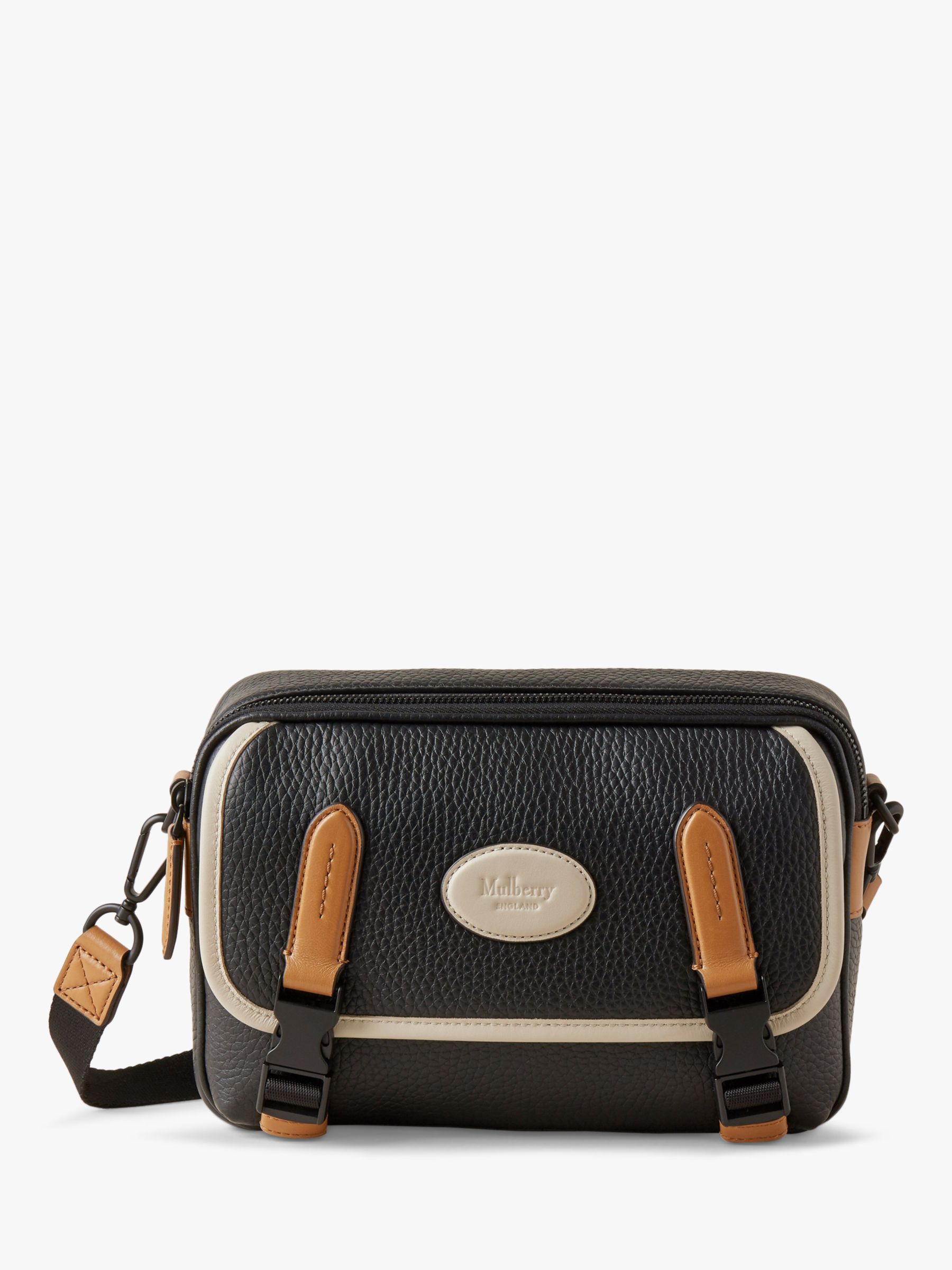 Mulberry Heritage Heavy Grain Leather Messenger Bag, Black/Sable at ...