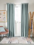 John Lewis ANYDAY Arlo Pair Lined Eyelet Curtains, Duck Egg