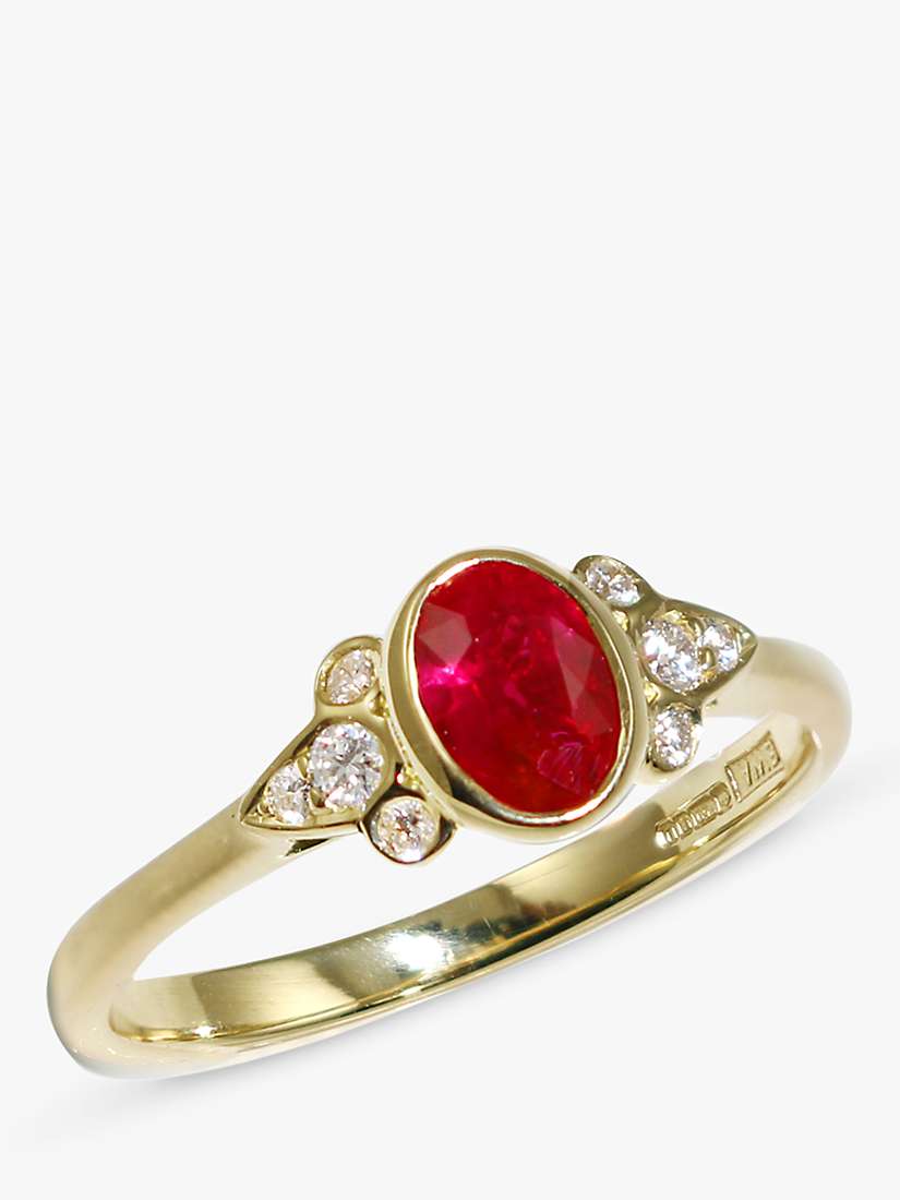 Buy E.W Adams 18ct Yellow Gold Oval Ruby & Diamond Ring, N Online at johnlewis.com