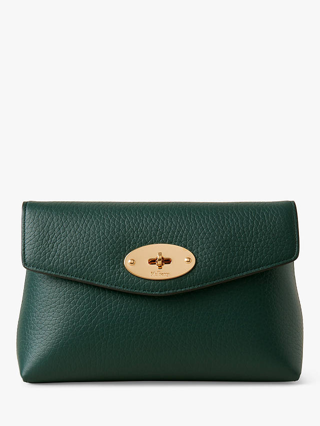 Mulberry Darley Heavy Grain Leather Small Cosmetic Pouch, Mulberry Green 1