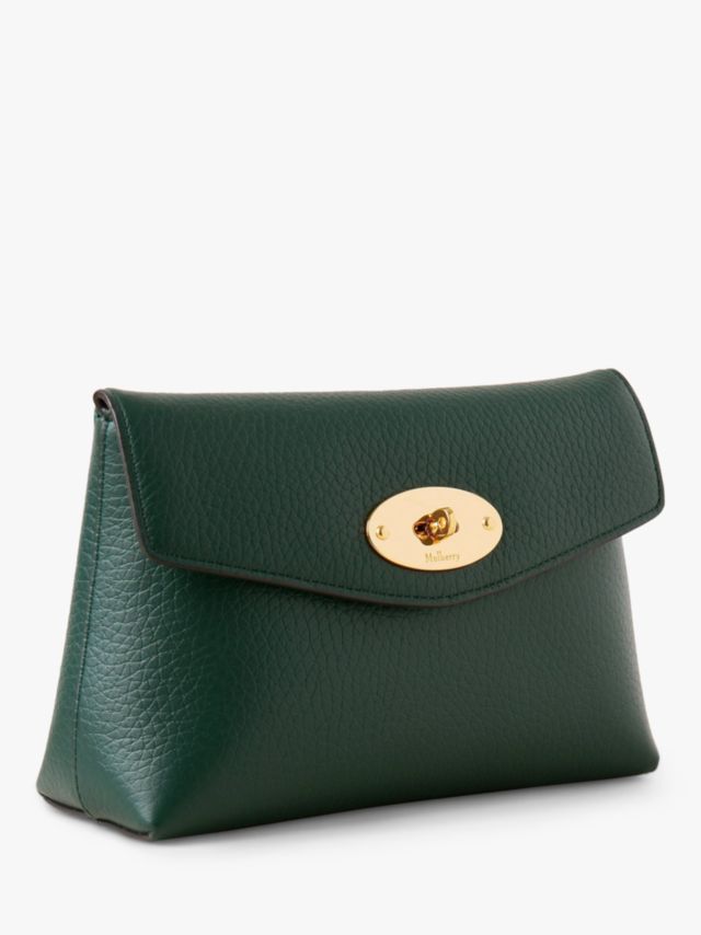 Mulberry Darley Heavy Grain Leather Small Cosmetic Pouch, Mulberry Green 4