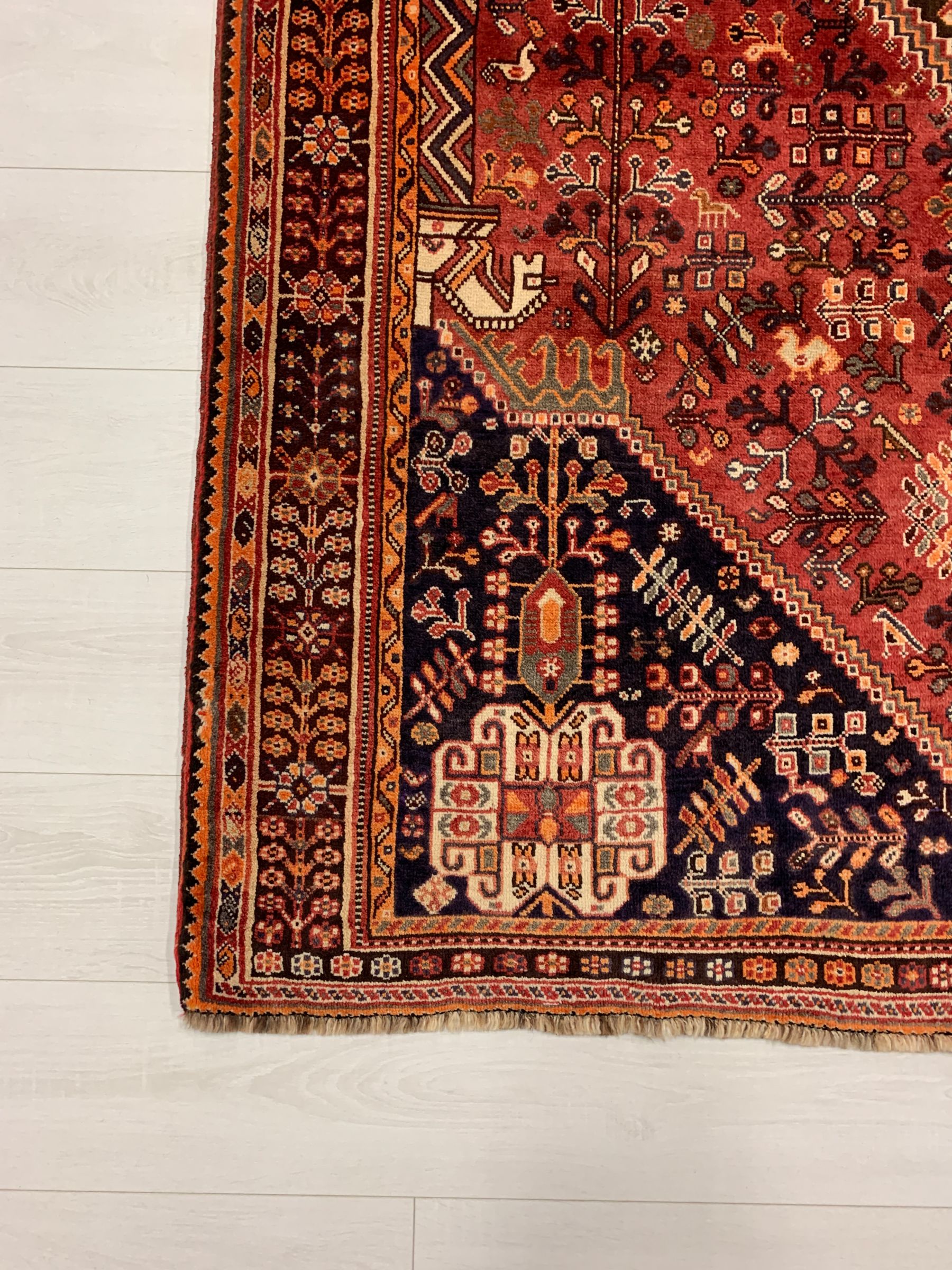 Gooch Oriental Quashgai Rug, Maroon, L243 x W160 cm at John Lewis