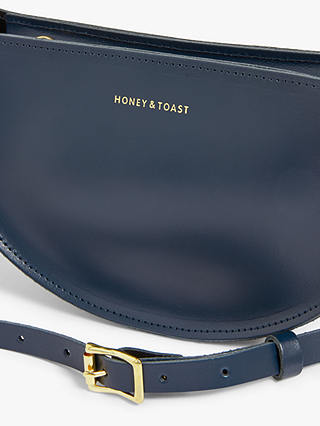 Honey & Toast Half Moon Leather Shoulder Bag, Navy