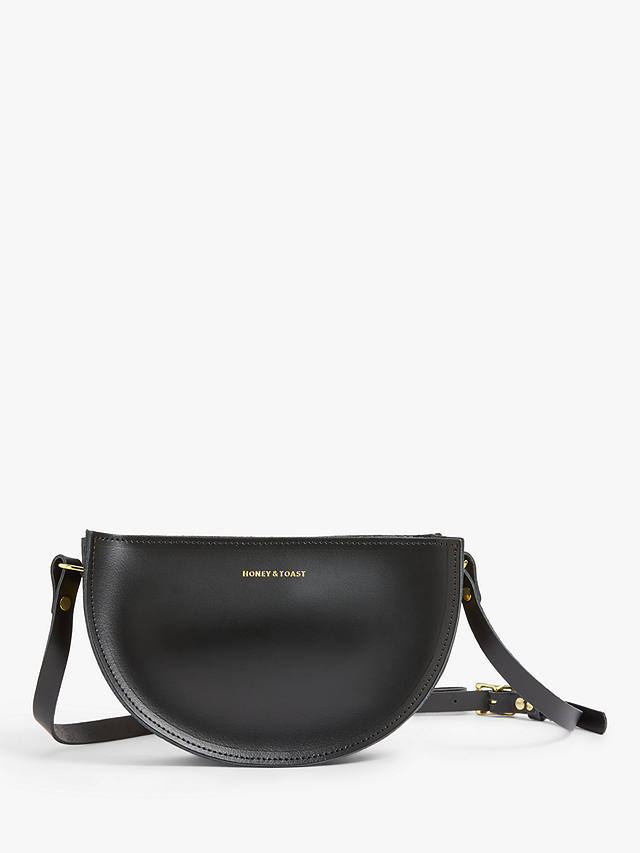 Honey & Toast Half Moon Leather Shoulder Bag, Black