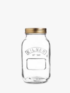 Kilner Screw Top Jam & Preserves Glass Jar, 1L, Clear
