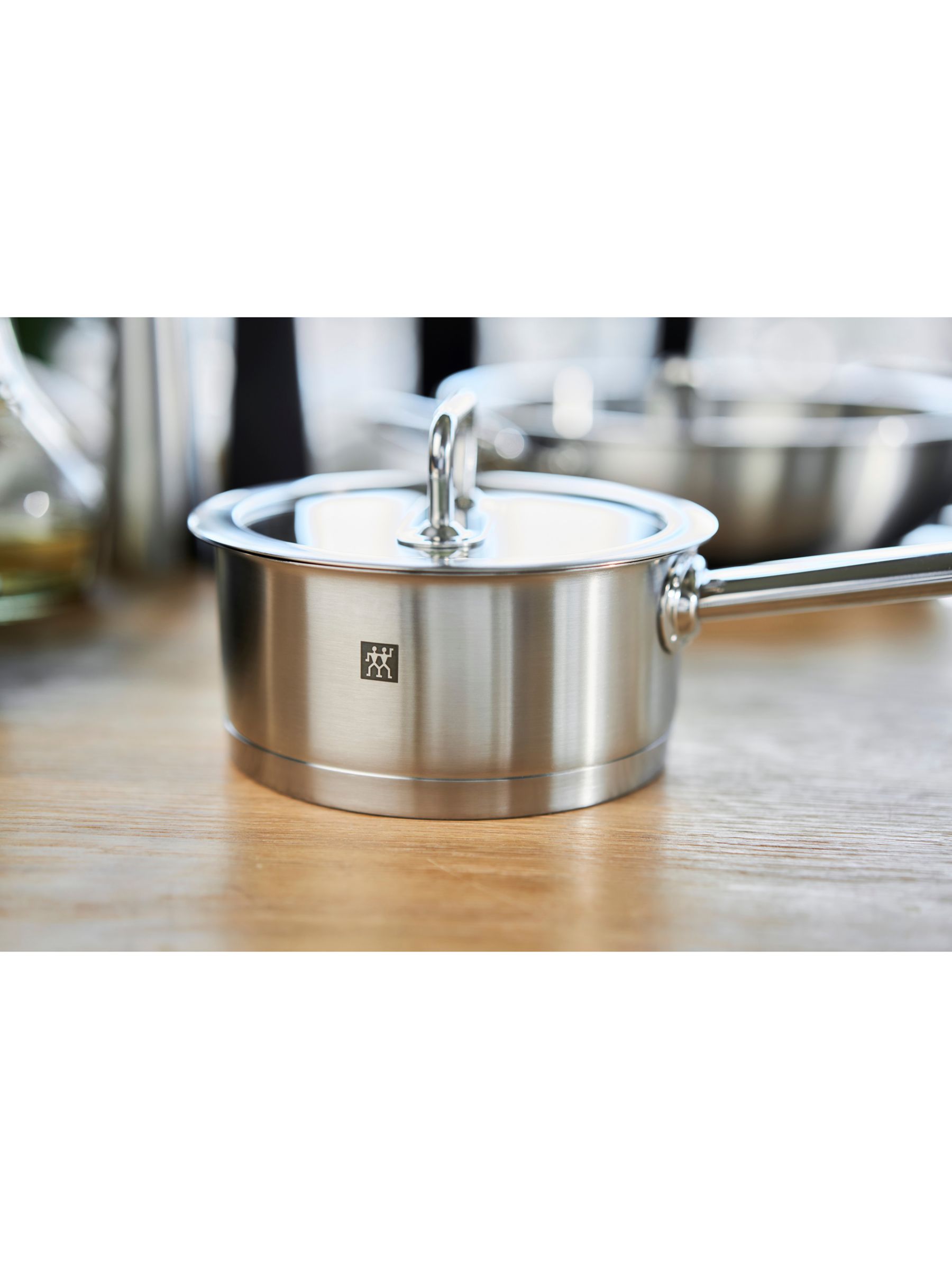 John Lewis Classic Glass Lid Stainless Steel Saucepan Set, 3 Pieces