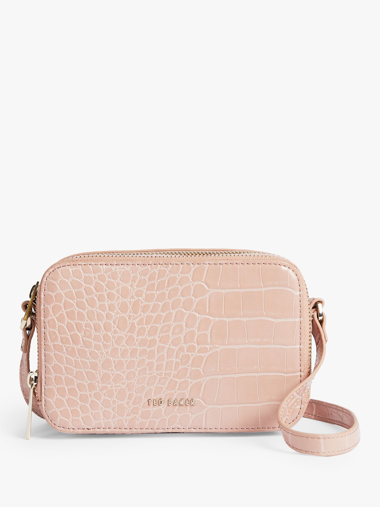 Ted Baker Stina Leather Cross Body Bag, Mid Pink at John Lewis & Partners