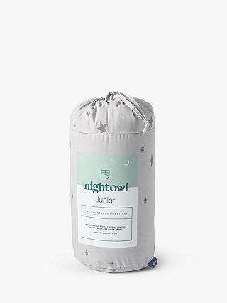 The Fine Bedding Company Night Owl Junior Shooting Stars Coverless Duvet and Pillowcase Set, 7 Tog, Grey