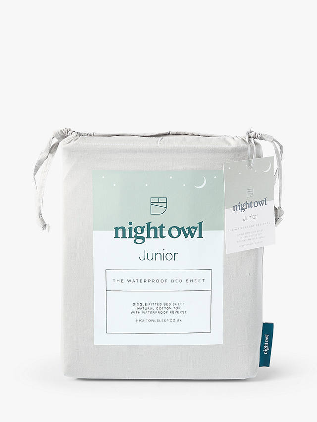 The Fine Bedding Company Night Owl Junior Waterproof Bed Sheet, Grey, Single