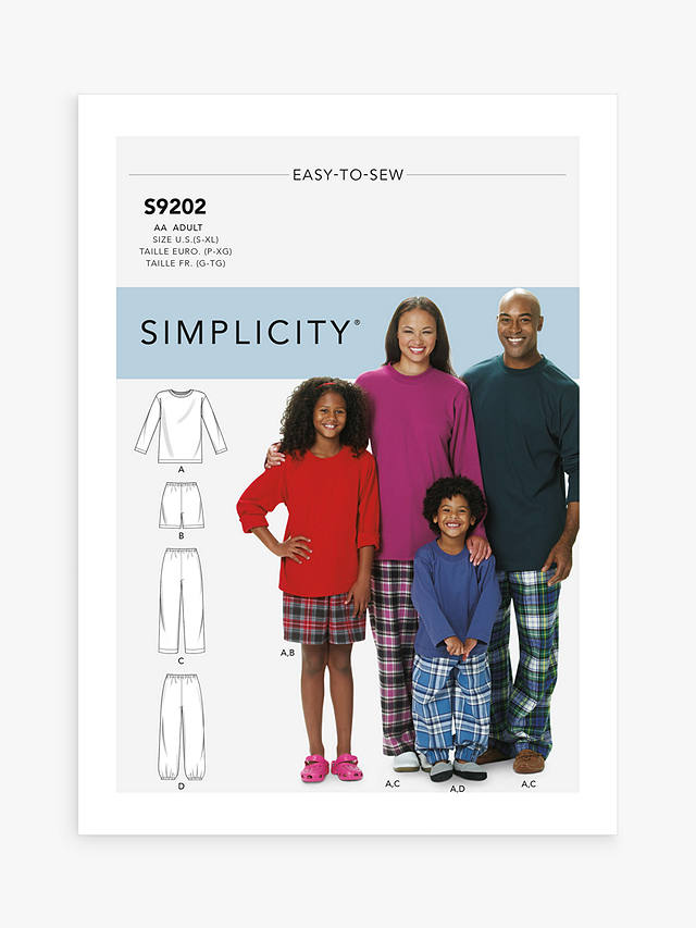 Simplicity Unisex Sleepwear Sewing Pattern, AA
