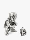 Royal Selangor Mini Thor Figurine and Avengers Insignia Lapel Pin Set