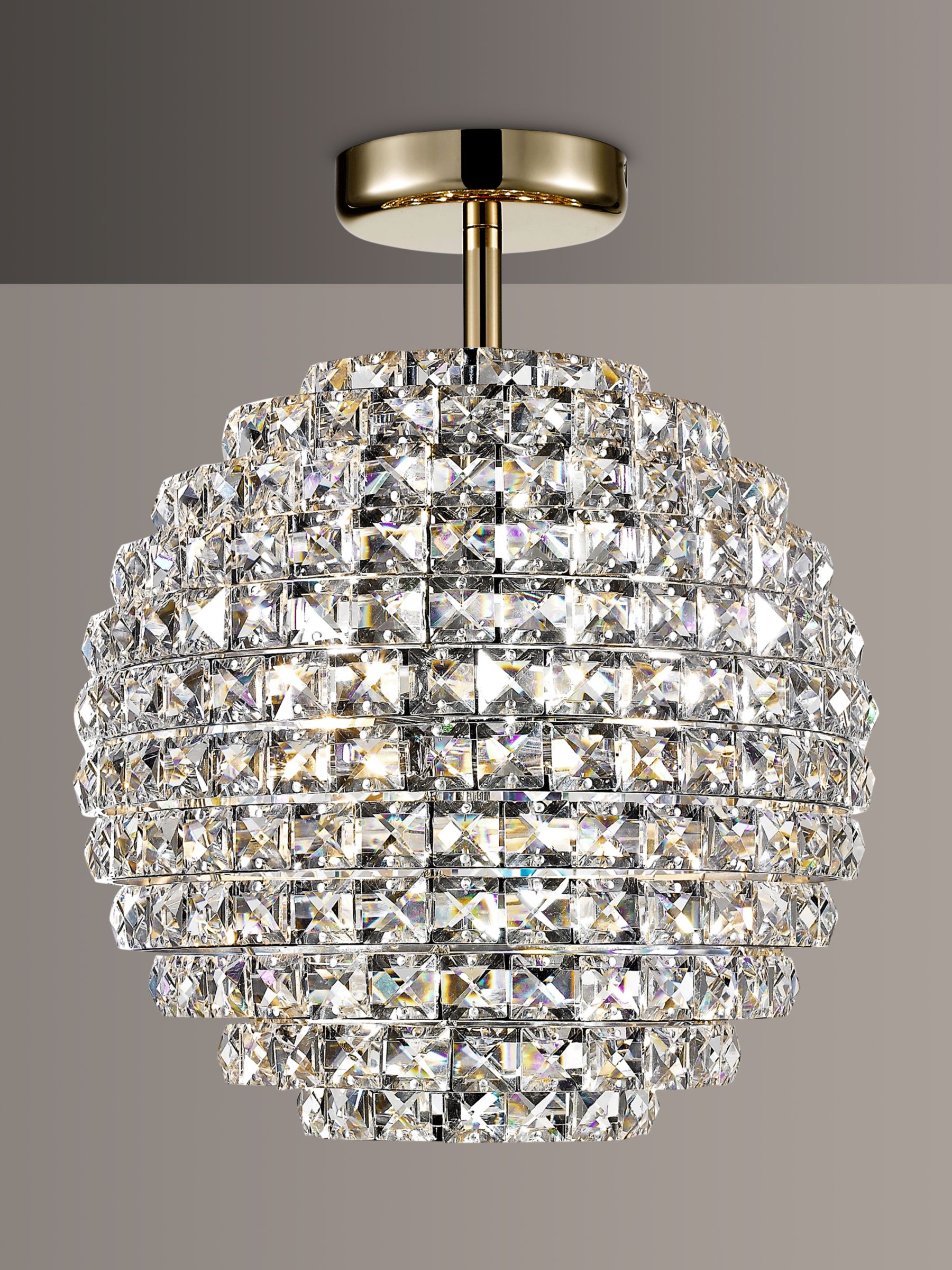 Photo of Impex nord crystal semi flush ceiling light clear/gold