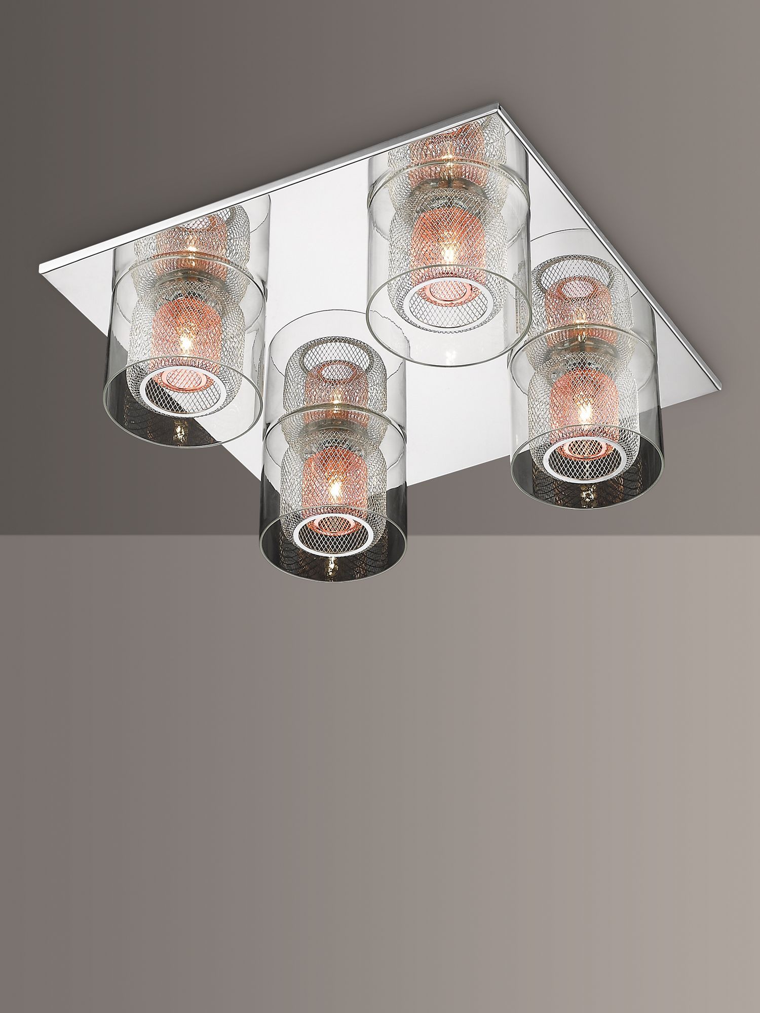 Photo of Impex laure mesh semi flush ceiling light clear/copper