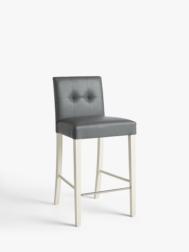 John Lewis Partners Simone Faux, Black Faux Leather Bar Chairs