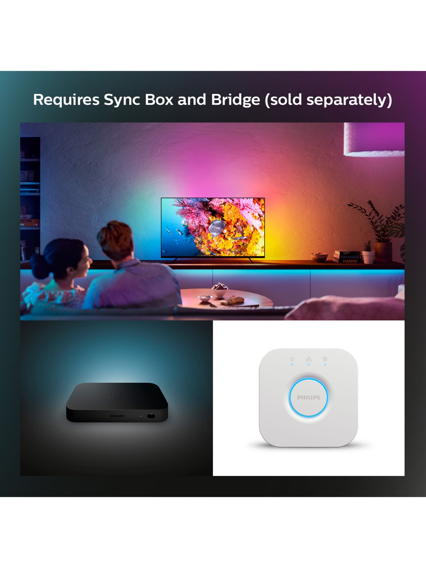  Philips Hue Compact Smart Light Tube, Black - White and Color  Ambiance LED Color-Changing Light - 1 Pack - Sync with TV, Music, and  Gaming - Requires Bridge and Sync Box 