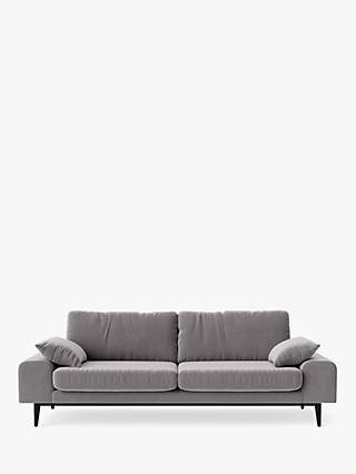 Tulum Range, Swoon Tulum Large 3 Seater Sofa, Dark Leg, Silver Grey Velvet