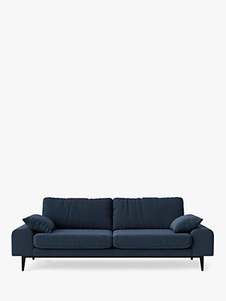 Tulum Range, Swoon Tulum Large 3 Seater Sofa, Dark Leg, Indigo Wool