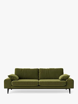 Tulum Range, Swoon Tulum Large 3 Seater Sofa, Dark Leg, Fern Velvet