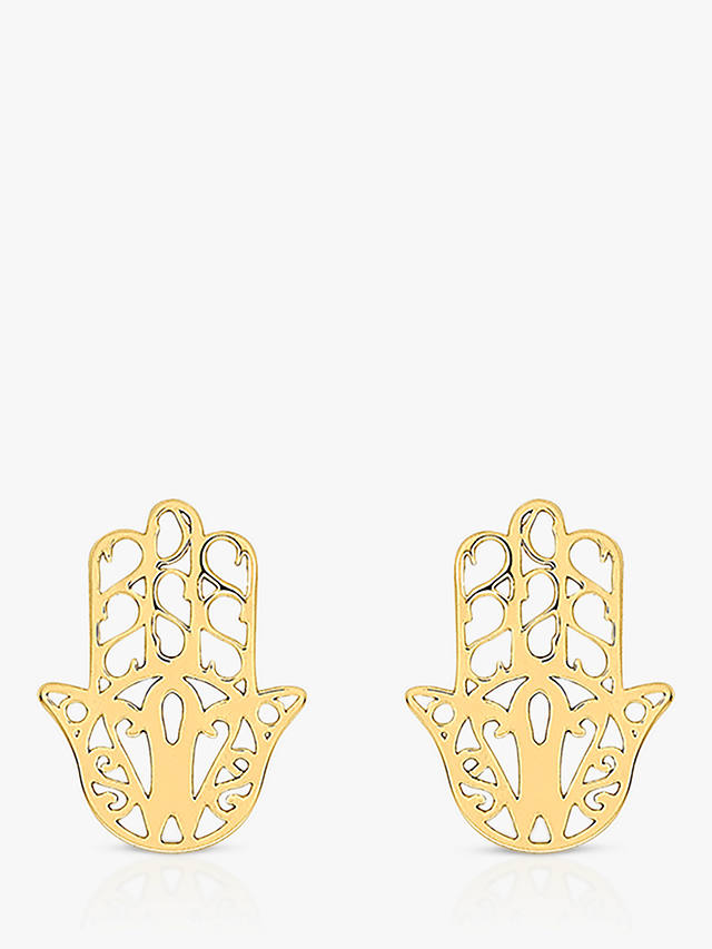 IBB 9ct Gold Filigree Hamsa Hand Stud Earrings