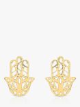 IBB 9ct Gold Filigree Hamsa Hand Stud Earrings