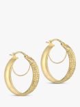 IBB 9ct Gold Diamond Cut Double Hoop Creole Earrings