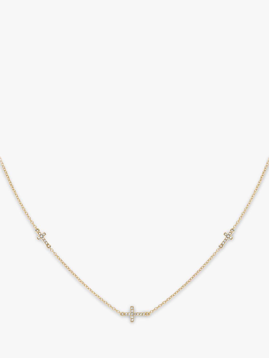 Buy IBB 9ct Gold Cubic Zirconia Triple Cross Chain Necklace Online at johnlewis.com