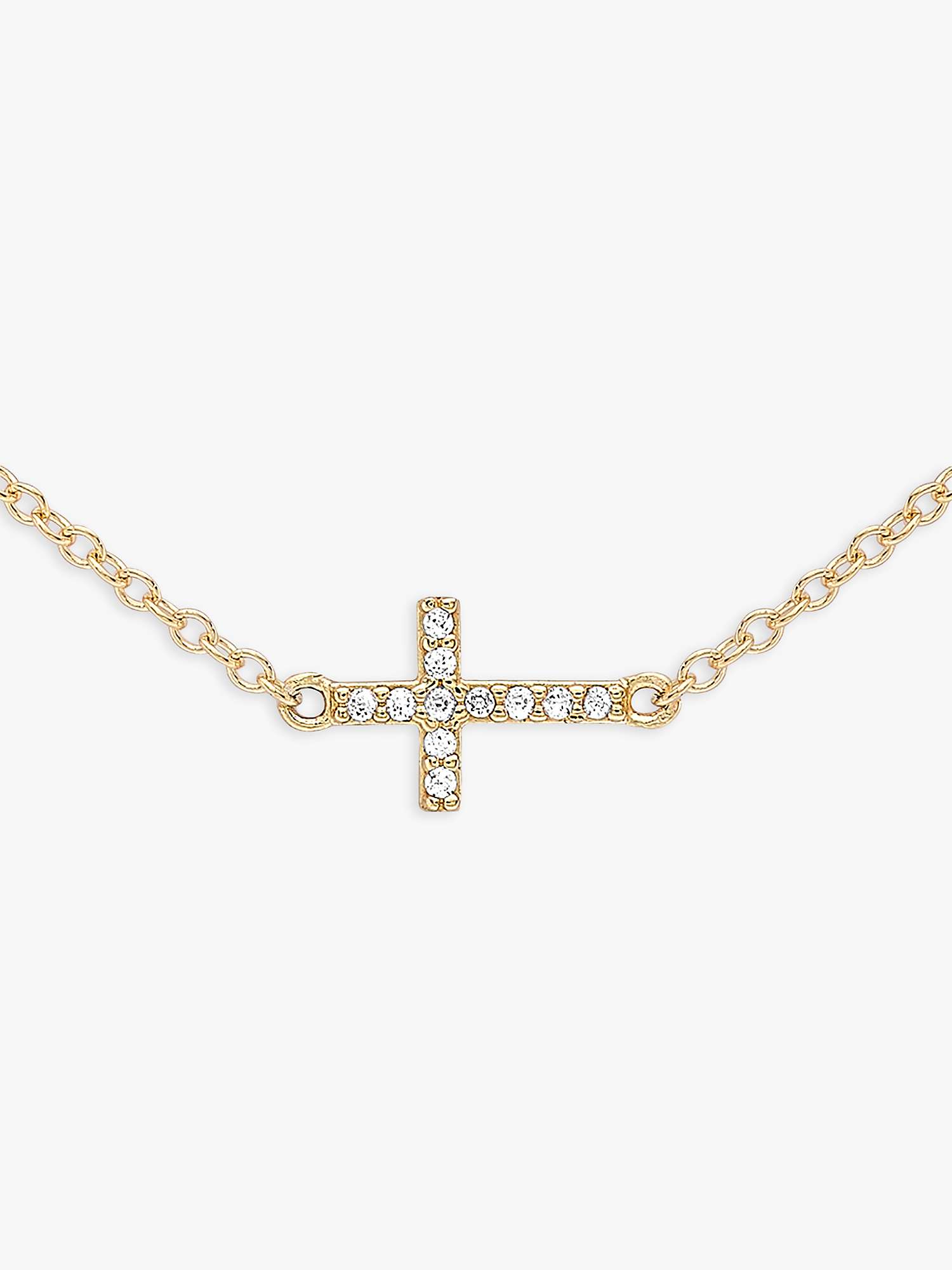 Buy IBB 9ct Gold Cubic Zirconia Triple Cross Chain Necklace Online at johnlewis.com