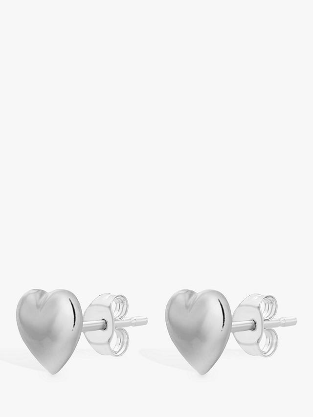 IBB 9ct Gold Puff Heart Stud Earrings, White Gold
