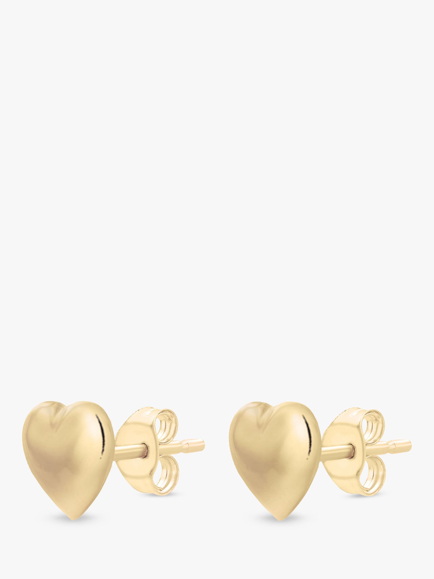 IBB 9ct Gold Puff Heart Stud Earrings, Yellow Gold