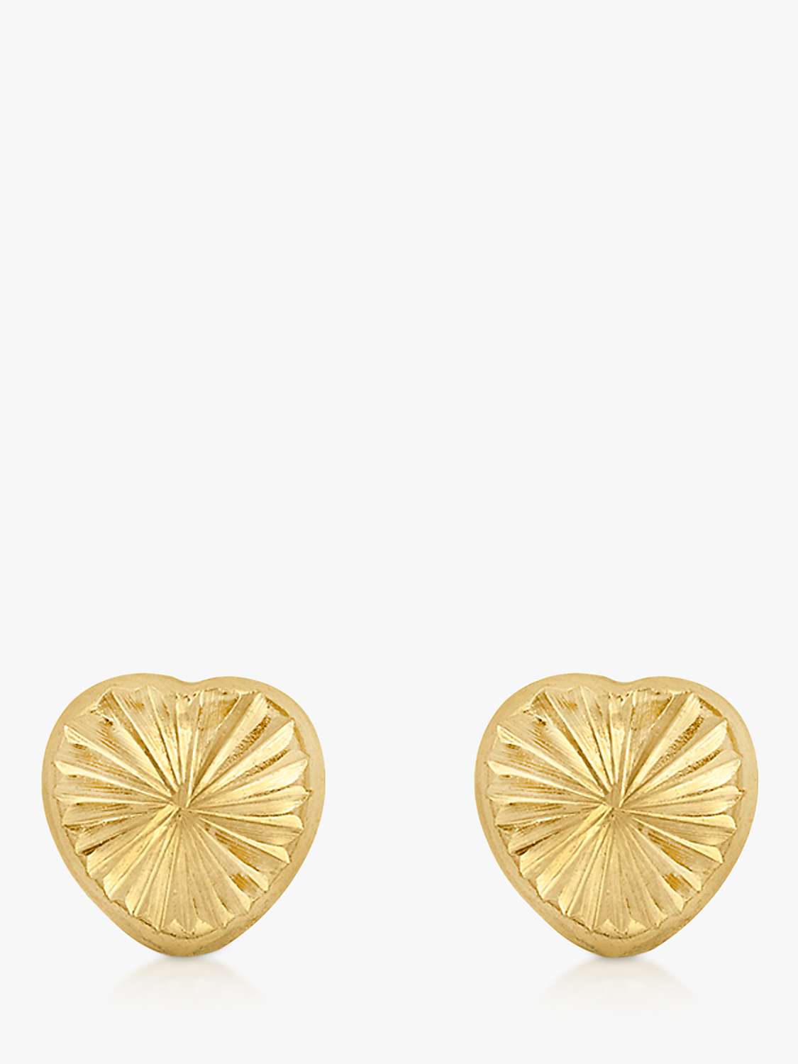 Buy IBB 9ct Gold Diamond Cut Heart Stud Earrings Online at johnlewis.com
