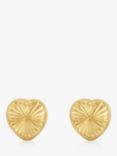 IBB 9ct Gold Diamond Cut Heart Stud Earrings
