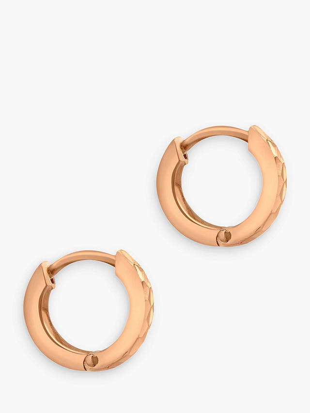 IBB 9ct Gold Diamond Cut Creole Hoop Earrings, Rose Gold
