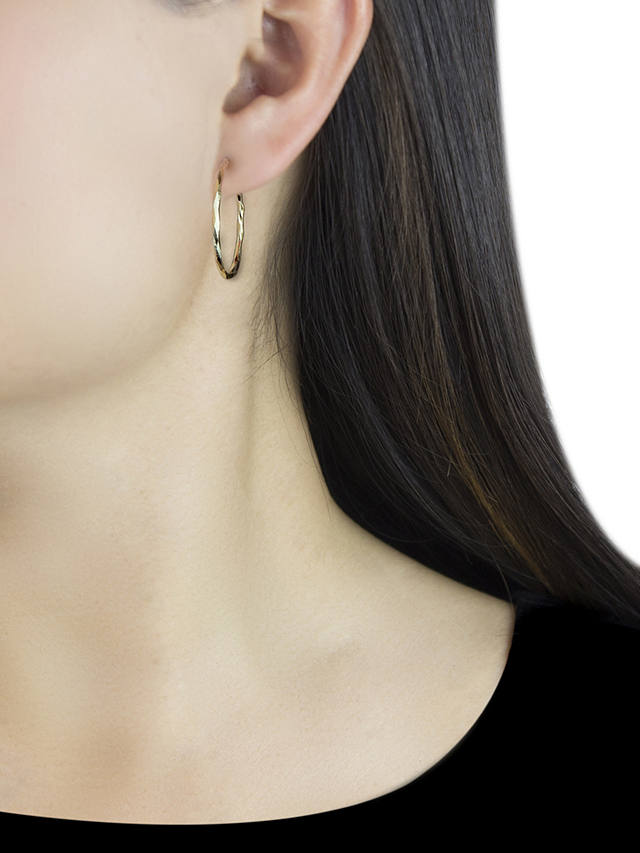 IBB 9ct Gold Diamond Cut Faceted Hoop Creole Earrings