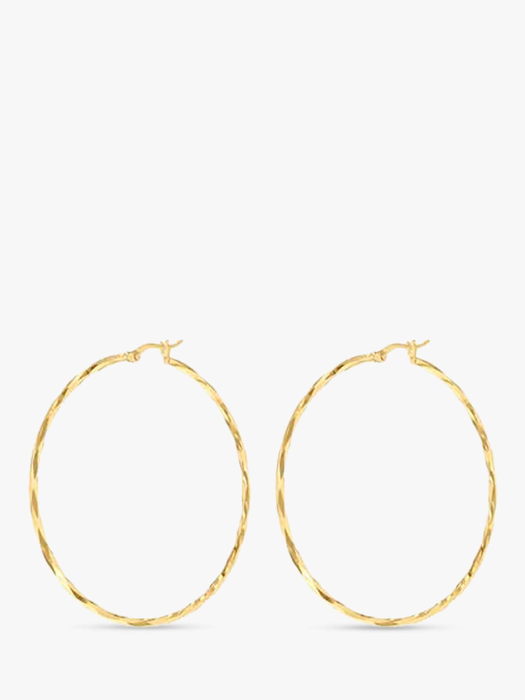Buy IBB 9ct Gold Diamond Cut Faceted Hoop Creole Earrings Online at johnlewis.com