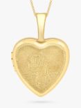 IBB 9ct Gold Etched St Christopher Heart Locket Pendant Necklace