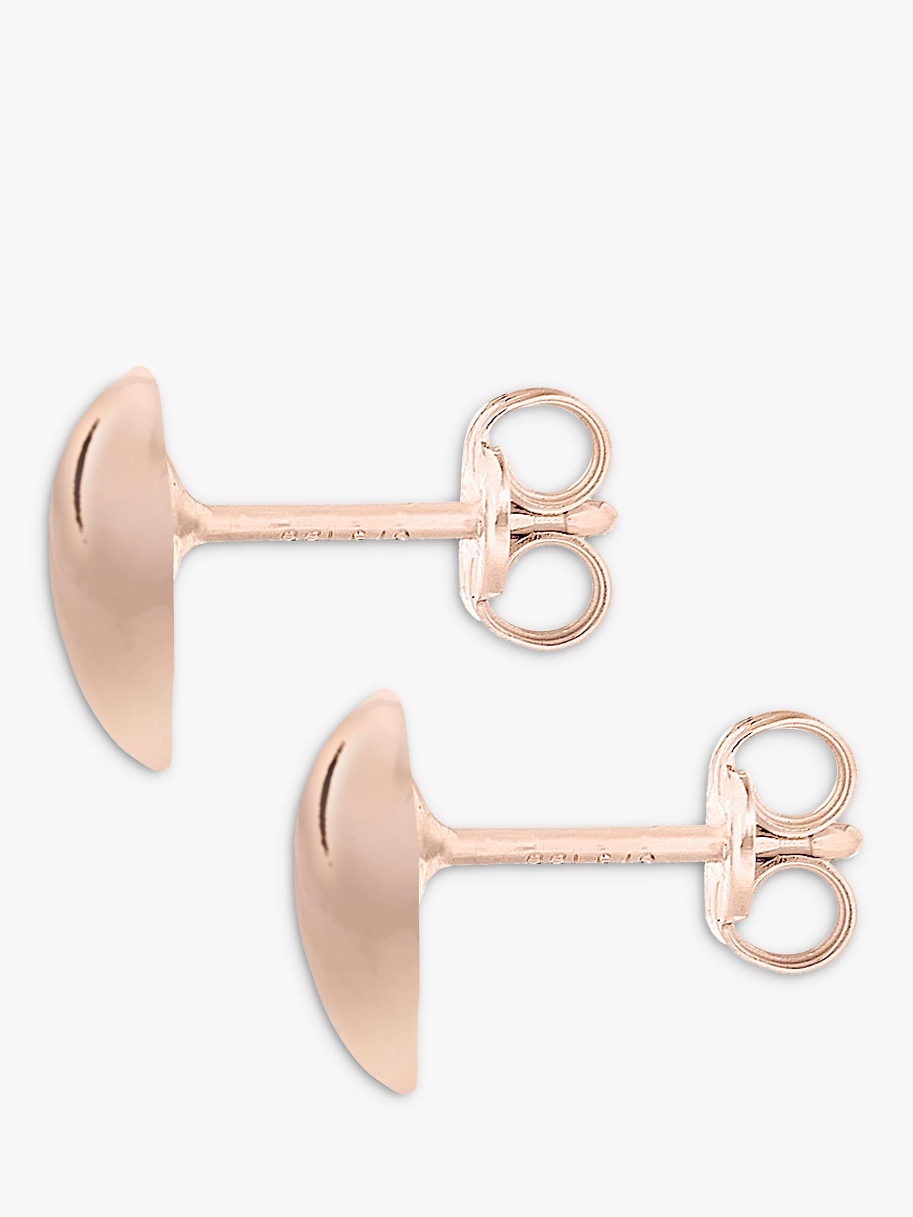 IBB 9ct Gold Puff Heart Stud Earrings, Rose Gold at John Lewis & Partners
