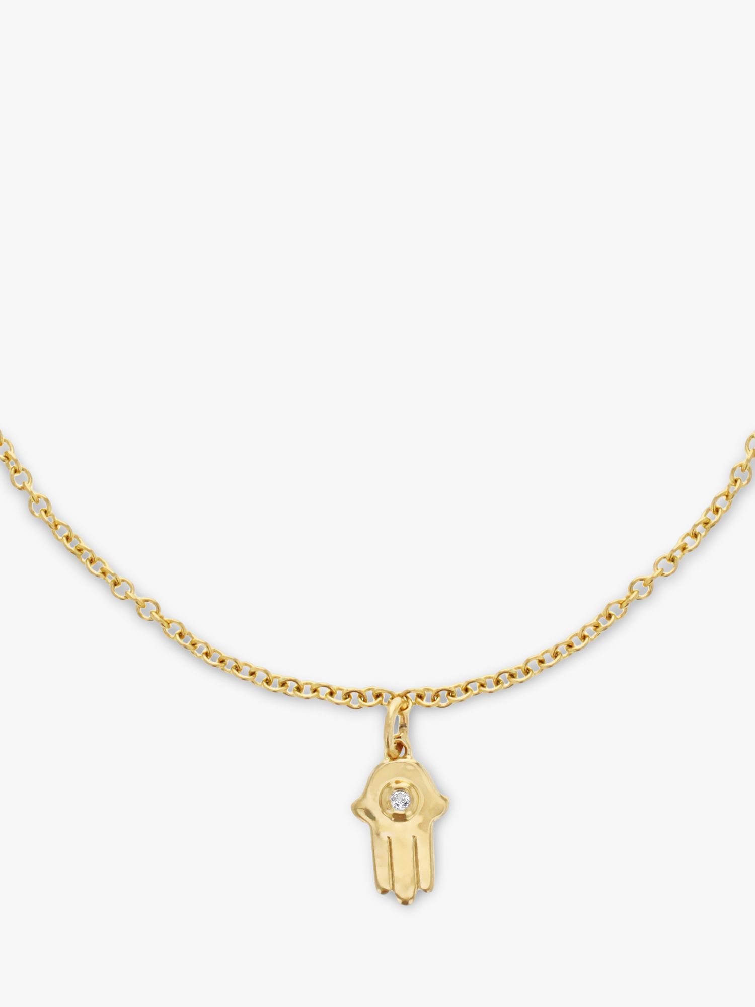 IBB 9ct Gold Diamond Hamsa Hand Chain Bracelet at John Lewis & Partners