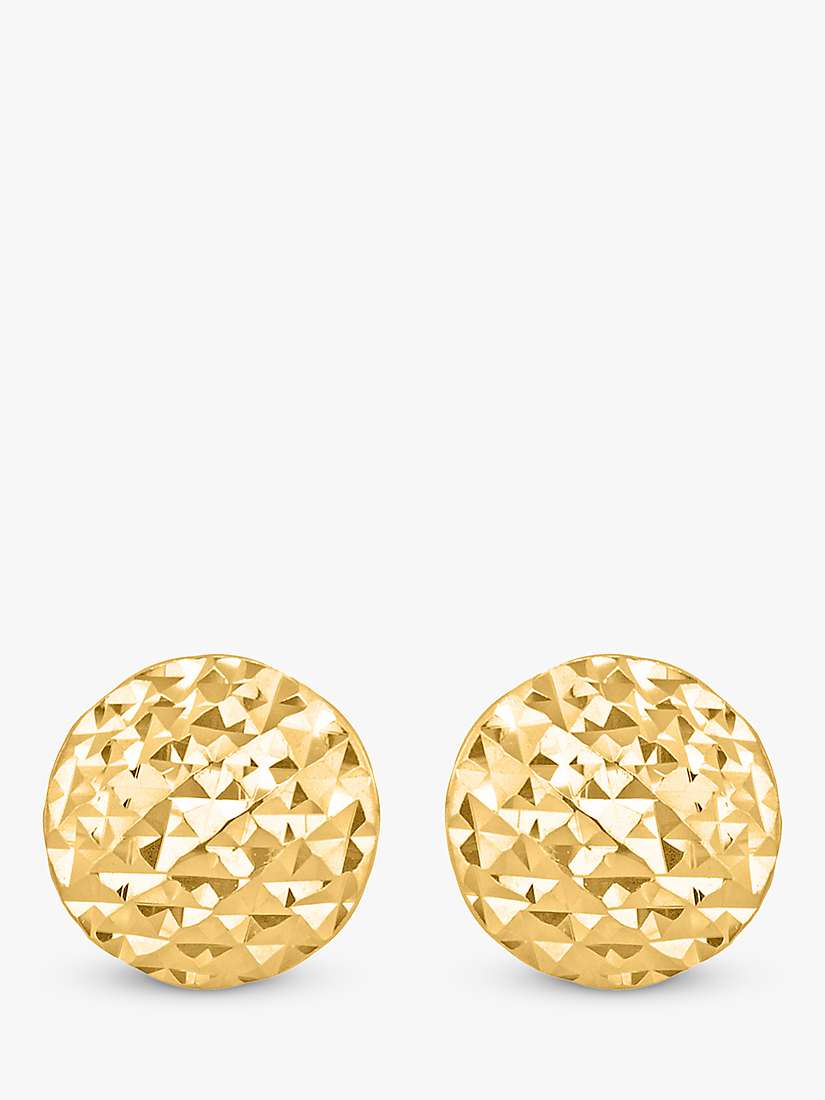 Buy IBB 9ct Gold Diamond Cut Button Stud Earrings Online at johnlewis.com